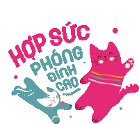 a pink cat and a blue cat on a white background with the words hop suc