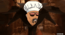 a cartoon of a man wearing a chef hat and sunglasses with the word cookie underneath him