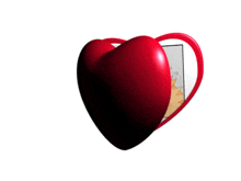 a red heart with a picture inside of it and a white background