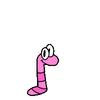 a cartoon worm with big eyes and a smile on its face