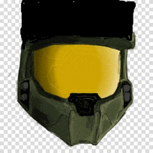 a drawing of a helmet with a yellow lens on a transparent background