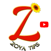 a logo for zoya tips with a yellow sunflower