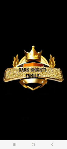 a logo for the dark knights family with a crown on top