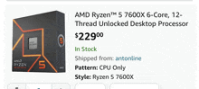 a box of amd ryzen 5 7600x 6 core 12 thread unlocked desktop processor