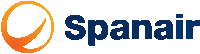 a blue and orange logo for spanair with an orange circle in the middle