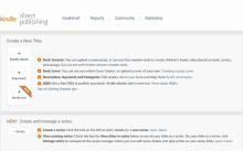 a screenshot of the kindle publishing website where you can create a new title