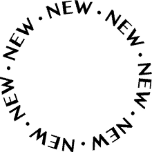 a black and white circle with the words new written inside of it