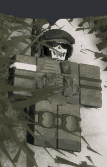 a cartoon soldier with a skull on his head