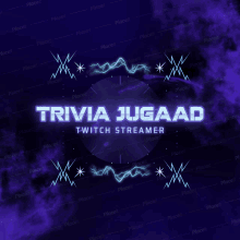 a logo for trivia jugaad twitch streamer with a purple background