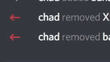 a screenshot of a text message that says chad removed x and chad removed ba