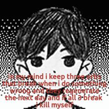 a black and white drawing of a boy with the words in my mind i keep three orbs