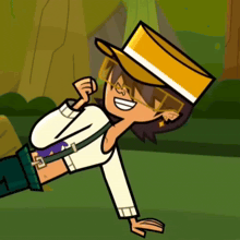 a cartoon character with a yellow hat and sunglasses