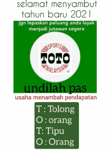 a poster with a logo for toto malaysia on it