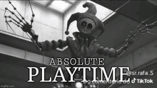 a black and white image of a robot with the words absolute playtime