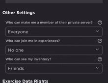 a screenshot of the other settings page