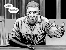 a comic book character named rick grimes is giving a thumbs up