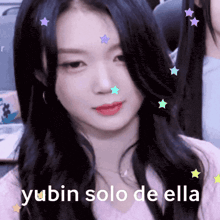 a picture of a girl with the words yubin solo de ella on the bottom