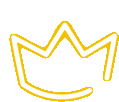 a yellow neon crown is glowing on a white background .