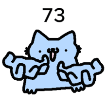 a drawing of a cat with the number 73 on it
