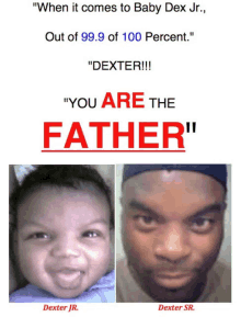 a poster that says " you are the father " with a baby and a man