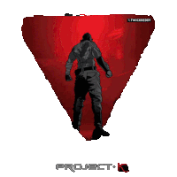 a drawing of a man in a red triangle with the word project on it