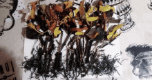 a drawing of trees made out of sticks and leaves