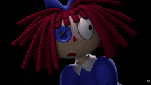 a cartoon character is surrounded by pink clouds and a red background