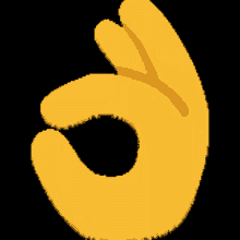 a yellow okay sign with a black outline on a black background