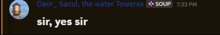 a screenshot of a video game with the words sir yes sir