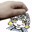 a hand is holding a drawing of a person 's face .