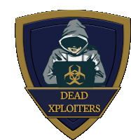 a logo for dead xploters with a man in a hoodie