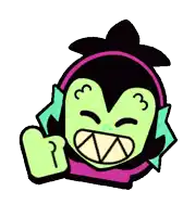 a cartoon character is giving a thumbs up and has a huge mouth .