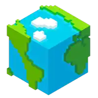 an illustration of a cube shaped earth with a question mark in the middle