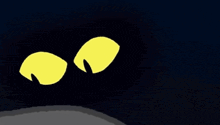a cartoon drawing of two yellow eyes glowing in the dark