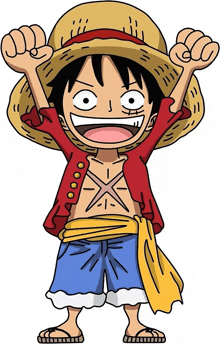 a cartoon of monkey d luffy from one piece with his arms in the air