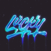 the word lucky is glowing in the dark