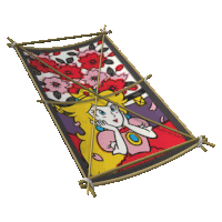 a kite with a picture of princess peach and flowers on it