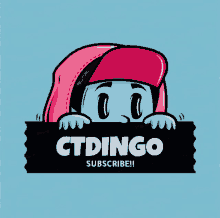 a cartoon character holding a sign that says ' ctdingo subscribe ' on it