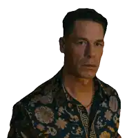 a man wearing a shirt with a greek key pattern on it