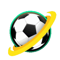 a black and white soccer ball with a yellow circle around it