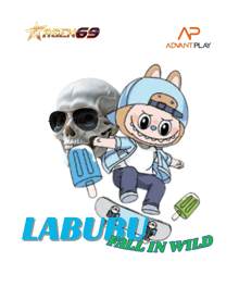 a poster with a cartoon character on a skateboard and the words laburu fall in wild on the bottom