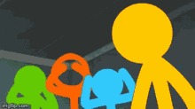 a group of stick figures standing next to each other .