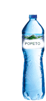 a bottle of popeto water with a mountain on it