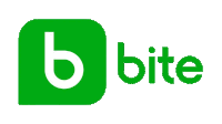 a green and white logo that says bite on it