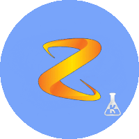 a blue circle with the letter z and a beaker with the letter k on it