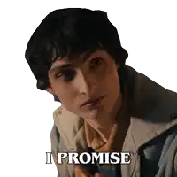 a picture of a young man with the words i promise written below him