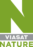 a logo for viasat nature has a green letter n