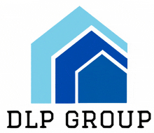 a dlp group logo with a blue house on it