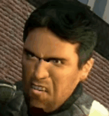 a close up of a man 's face in a video game