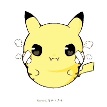 a cartoon drawing of a pikachu with steam coming out of its nose